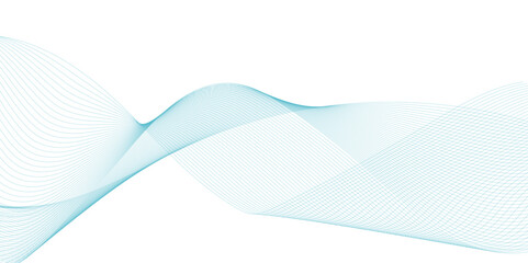Poster - Abstract technology blue curve wavy chaotic line.