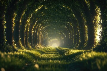 Wall Mural - lush tree tunnel path