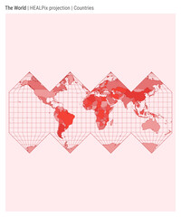 Poster - World Map. HEALPix projection. Countries style. High Detail World map for infographics, education, reports, presentations. Vector illustration.