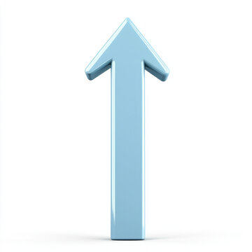 A 3D light-blue arrow pointing upwards, rendered on a white background