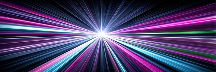 Poster - Dynamic Light Rays Burst - Abstract of vibrant light rays radiating outwards from a central point, creating a dynamic and energetic effect