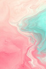 Poster - Abstract Pink and Teal Marble Texture Background Swirling Paint Effect Top View Artistic Design