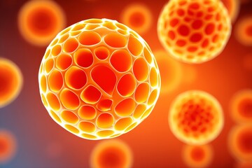 Poster - Golden Honeycomb Cell Macro - Microscopic view of golden honeycomb cells, symbolizing structure, nature, science, complexity, and growth