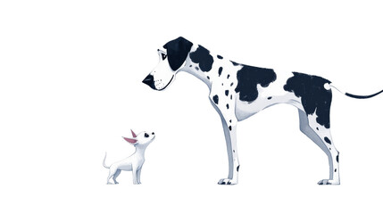 Poster - Chihuahua and Great Dane Illustration: A Study in Contrasting Dog Breeds