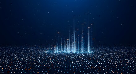 Poster - Abstract Digital Cityscape Futuristic Technology and Data Visualization
