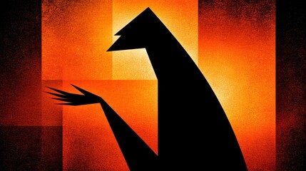 Poster - Minimalist Silhouette Gesture - A symbolic illustration of communication, offering, contemplation, and reaching out against a warm, textured background. It conveys hope and connection