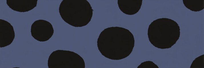 Poster - Navy Blue Abstract Dots - Simple, elegant design featuring navy blue background and scattered black circles. Symbolizes simplicity, sophistication, modern art, repeat pattern, and graphic design