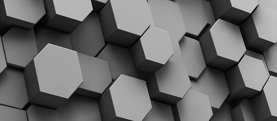 Poster - Abstract 3d render of hexagonal honeycomb structure in monochrome with modern design elements.