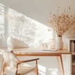 © Shehroo Time - Bright Minimalist Desk with Dried Botanicals and Natural Light