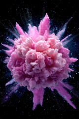 Poster - Pink Powder Explosion on Black Background High Angle Shot Abstract Art Concept