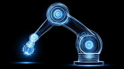 Poster - Robotic Arm Blueprint: Industrial Automation Filename - Futuristic robotic arm, precision engineering, automation technology, industrial design, technological advancement
