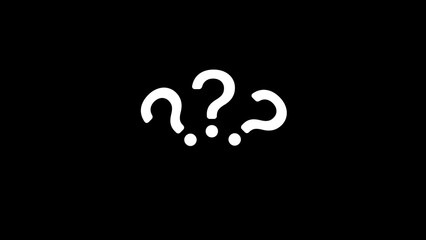 Poster - Three question marks on black background representing uncertainty doubt confusion or questioning symbols or puzzles abstract conceptual ideas