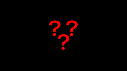 Poster - Three red question marks form a shape against a black backdrop representing uncertainty decisions inquiry and questions with minimalism and simplicity for various conceptual uses