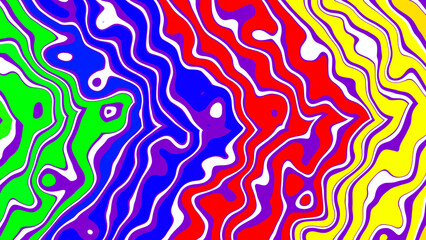 Poster - Abstract colorful swirling pattern with bright colors and wave shapes forming a dynamic and visually interesting artistic design.
