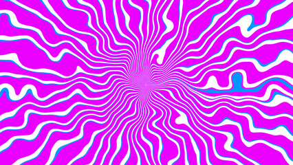 Poster - Abstract wavy pattern background featuring vibrant pink and white lines radiating outwards with a psychedelic or retro art style