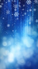 Poster - Winter Snowflake Background Illustration with Blue Gradient and Bokeh Lights for Holiday Season Celebrations