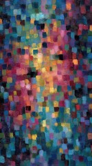 Poster - Abstract painting showing colorful squares arranged in a mosaic style with oil paint texture and vibrant colors studio shot
