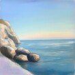 © Shehroo Time - Pastel Coastal View with Rocks and Gentle Horizon