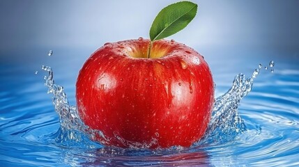 Poster - red apple splashing in water close up studio shot healthy fruit freshness vibrant color single objec