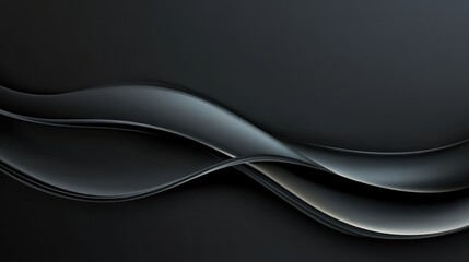 Poster - Elegant black abstract background with smooth waves and silk-like texture, minimal gradient lighting, luxury atmosphere, copyspace for text