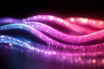 Wall Mural - Abstract design with vibrant glowing wavy lines.