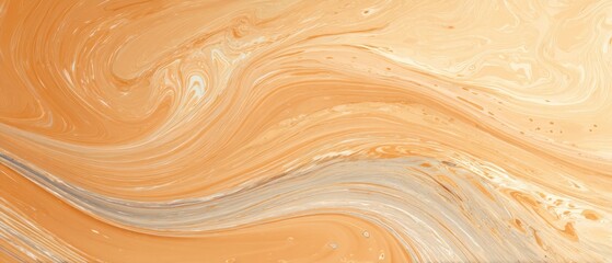 Poster - Abstract Fluid Art in Warm Tones Close Up Capturing Dynamic Swirls and Marbled Texture for Background or Design Element