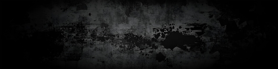 Poster - Abstract dark grunge textured background featuring splatter and smudge effect on a grungy and moody black surface