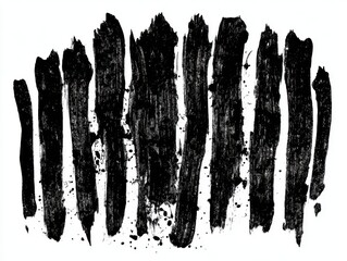 Poster - Abstract black ink brushstrokes on white paper background expressive artistic style studio shot of textured paint marks