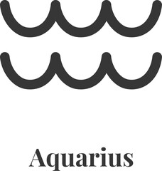 Poster - Simple, elegant Aquarius zodiac sign glyph with waves representing the water bearer, isolated on white background, perfect for astrological or esoteric designs