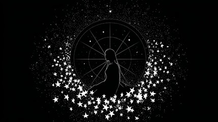 Wall Mural - Monochrome Starry Night Sky Poster for Home Decor