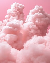 Poster - Pink Clouds Rise in Dreamy Sky, Abstract View, Soft Pastel Colors, Ethereal Atmosphere, Fantasy Landscape, Upward Angle, Cloudscape