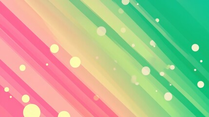 Poster - Abstract background with diagonal stripes and circles, gradient from pink to green, modern design, vibrant colors, clean style