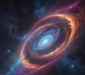 Wall Mural - Swirling nebulae in vibrant hues, cosmic dust trails , psychedelic,  swirling