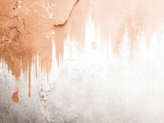 Poster - Abstract wall texture with peeling paint in terracotta and white gradient close up for background or design element