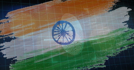 Poster - Image of fingerprint over india flag