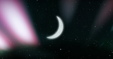 Poster - Image of moon over light trails