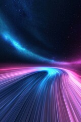 Poster - A colorful galaxy with a purple and blue swirl. The colors are vibrant and the swirls are long and curvy. The image has a dreamy and otherworldly feel to it