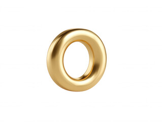 Poster - A perfectly smooth and highly reflective golden torus floats against a stark white backdrop, creating a simple yet elegant visual statement in minimalist design.