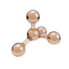 Poster - A molecular model made of glass is displayed against a white backdrop, representing science, research, or a symbol for chemistry and molecular structure.