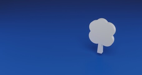 Poster - Isolated realistic white tree symbol with shadow. Located on the right side of the scene. 3d illustration on transparent background