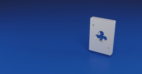 Poster - Isolated realistic white ace of clubs card with shadow. Located on the right side of the scene. 3d illustration on transparent background