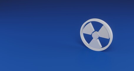 Poster - Isolated realistic white radiation symbol with shadow. Located on the right side of the scene. 3d illustration on transparent background