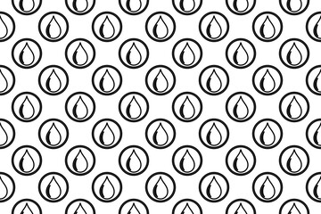 Poster - Seamless pattern completely filled with outlines of a drop of oil symbols. Elements are evenly spaced. Illustration on transparent background
