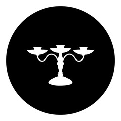 Poster - A candlestick symbol in the center. Isolated white symbol in black circle. Illustration on transparent background