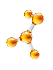 Poster - Detailed 3D rende shows a golden, translucent molecular structure with spherical nodes connected by clear cylindrical bonds against a clean white background.
