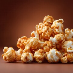 Poster - A tantalizing mound of sweet treat, freshly prepared. Golden caramel coats fluffy kernels in a delightful sweet and savory snack.