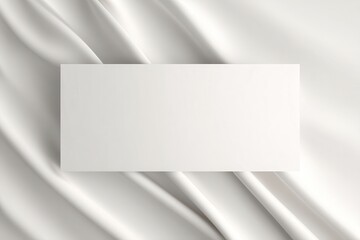 Poster - Minimalist composition featuring a white rectangular form gracefully poised against a backdrop of softly draped satin-like fabric.