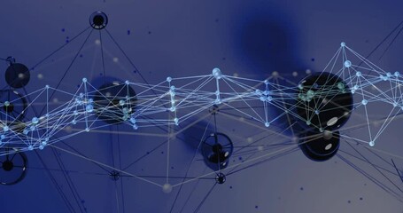 Poster - Interconnected nodes forming glowing wave across frame, showing 3D spheres linking by white lines