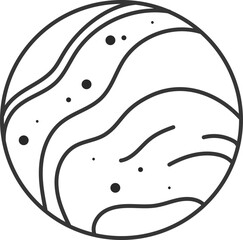 Poster - Simple line art illustration of a planet with wavy lines and dots, evoking a sense of cosmic energy and minimalist design, perfect for space themed projects