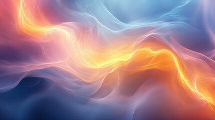 Poster - Abstract ethereal landscape with flowing orange and blue clouds and dreamy atmosphere design